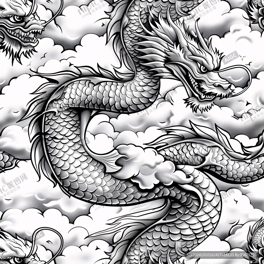 手绘精细高端龙图案