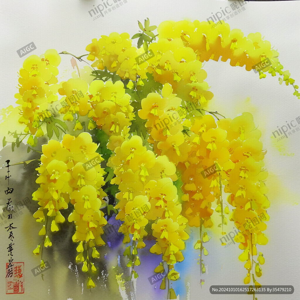 银藤花国画