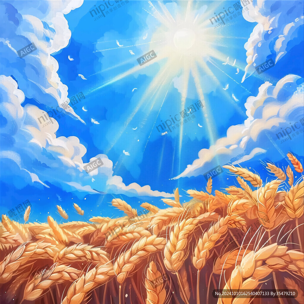 小麦田插画
