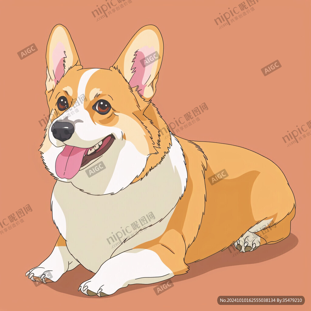 可爱的柯基犬插画