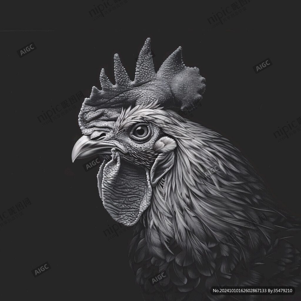 手绘公鸡插画