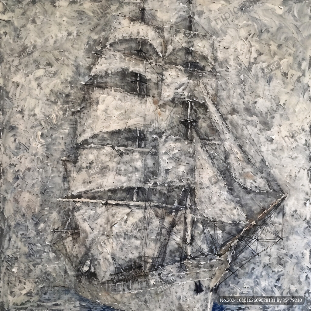 帆船抽象画