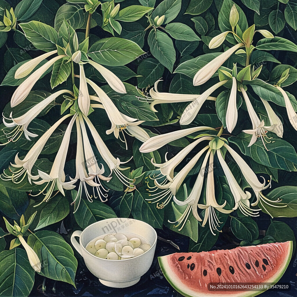 金银花绘画