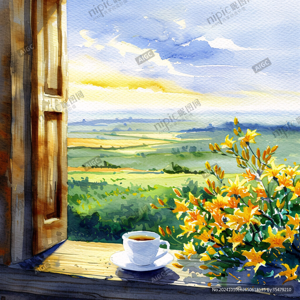 阳光晴朗风景插画