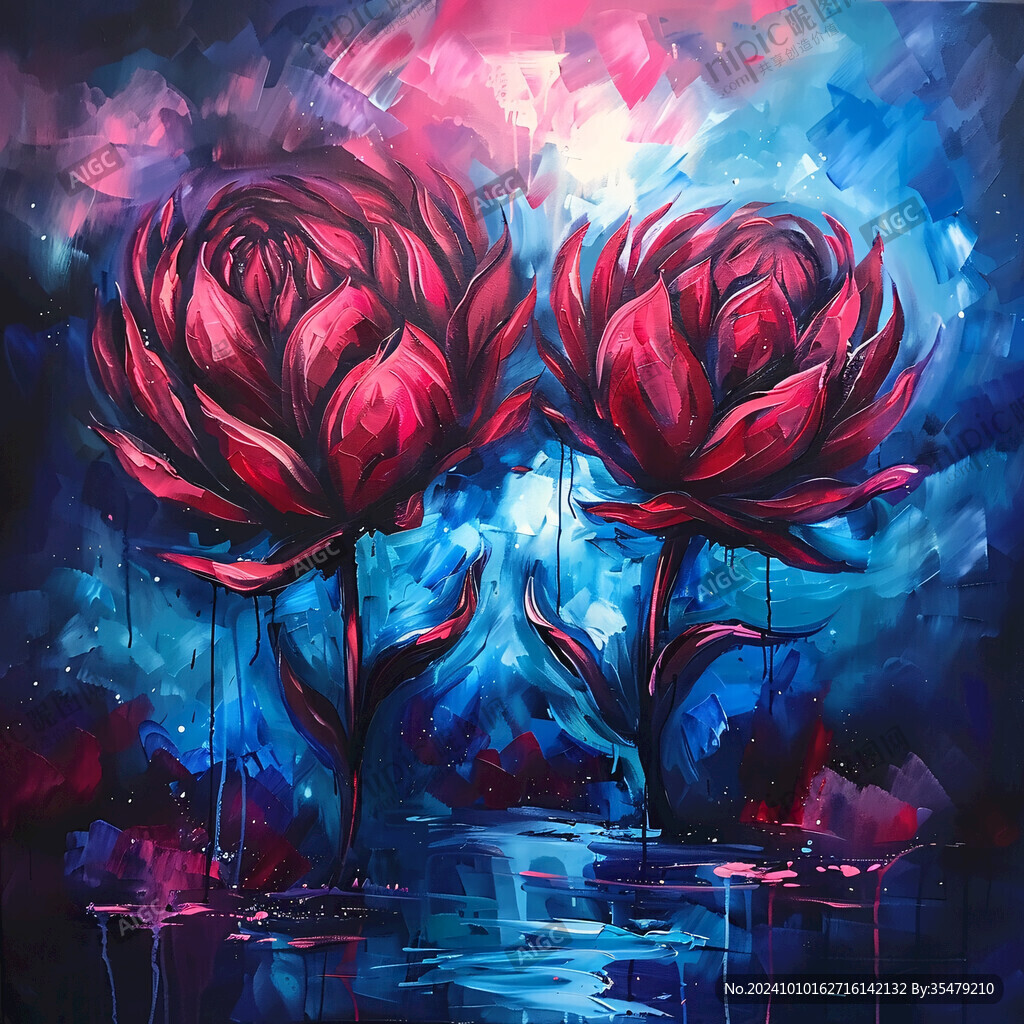 梦幻花朵油画艺术画
