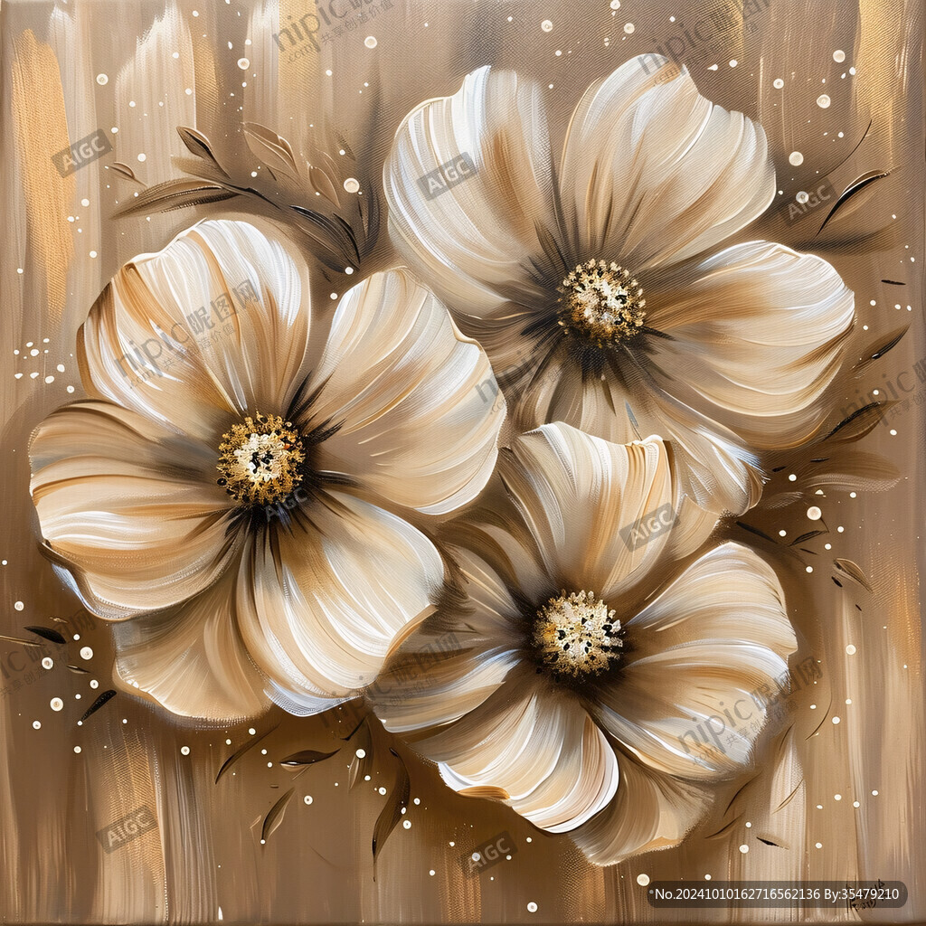 高精手绘黄金拉丝花卉