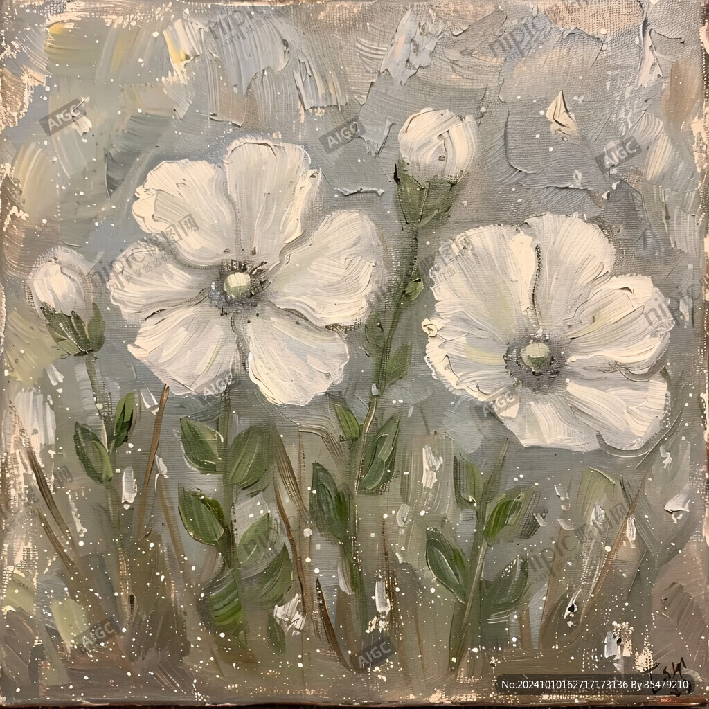 手绘奶油风花卉装饰画