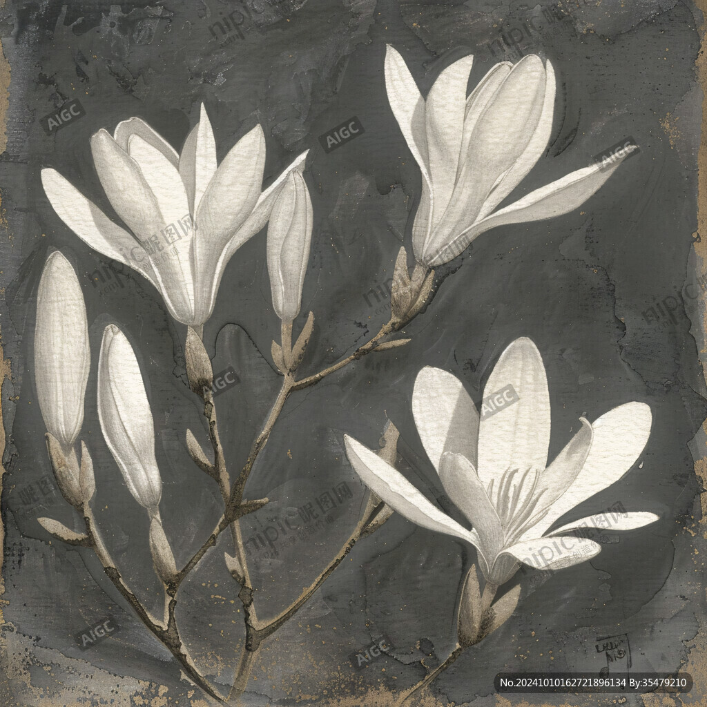 手绘奶油风花卉装饰画