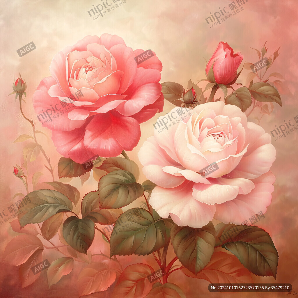 玫瑰油画玫瑰花卉