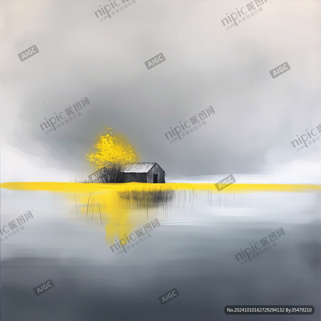 禅意房子山水画