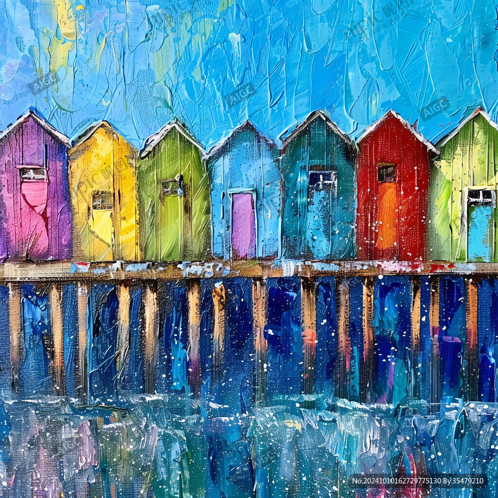 彩色房屋绘画