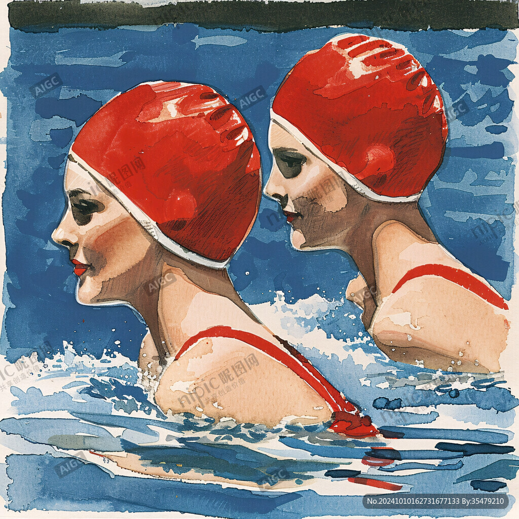游泳插画游泳馆挂画
