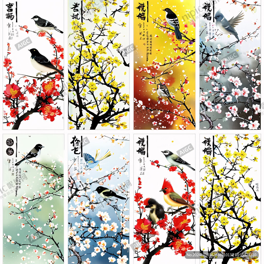春夏秋冬四季挂画吊旗