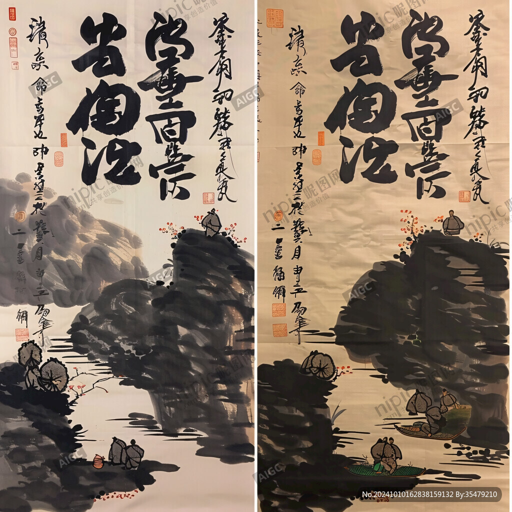 酒店宾馆书房水墨画