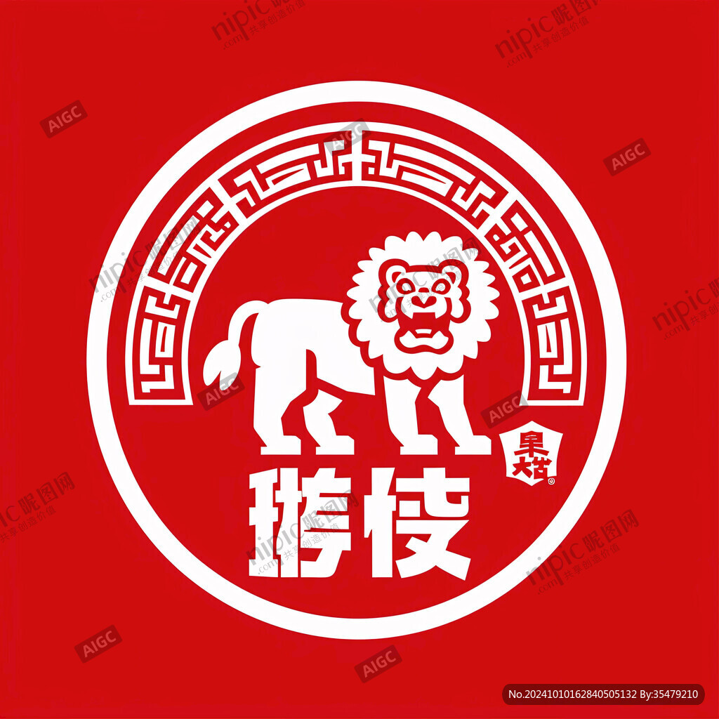狮子中国风标志