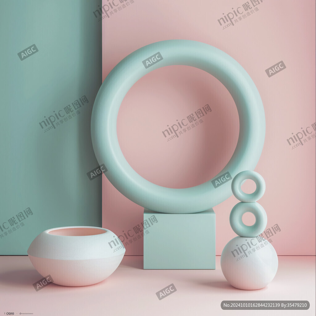 粉色圆柱体展示台