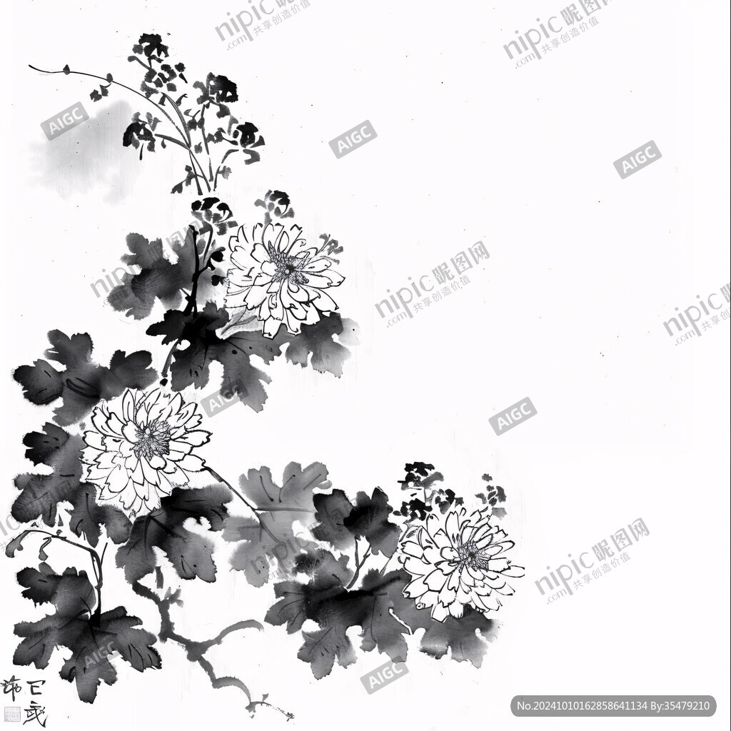 水墨菊花图
