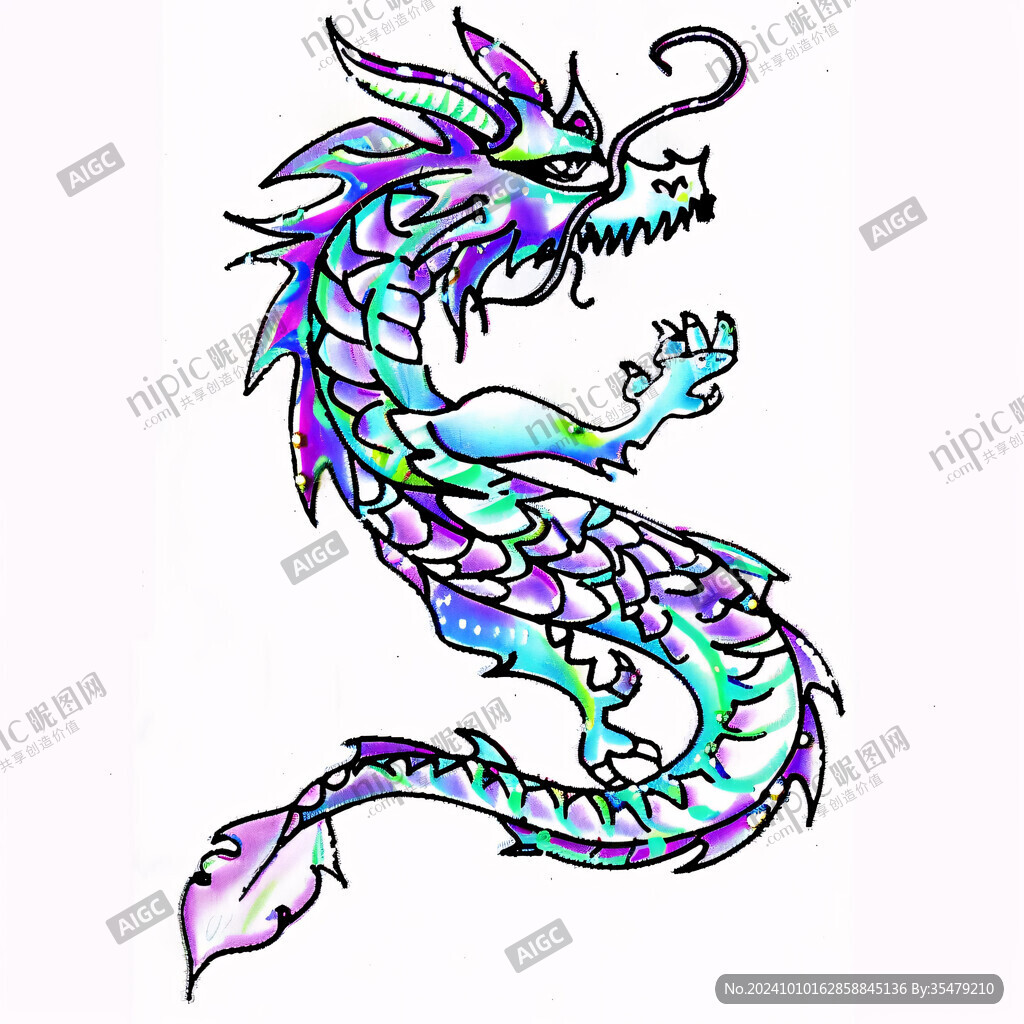 手绘国潮龙头