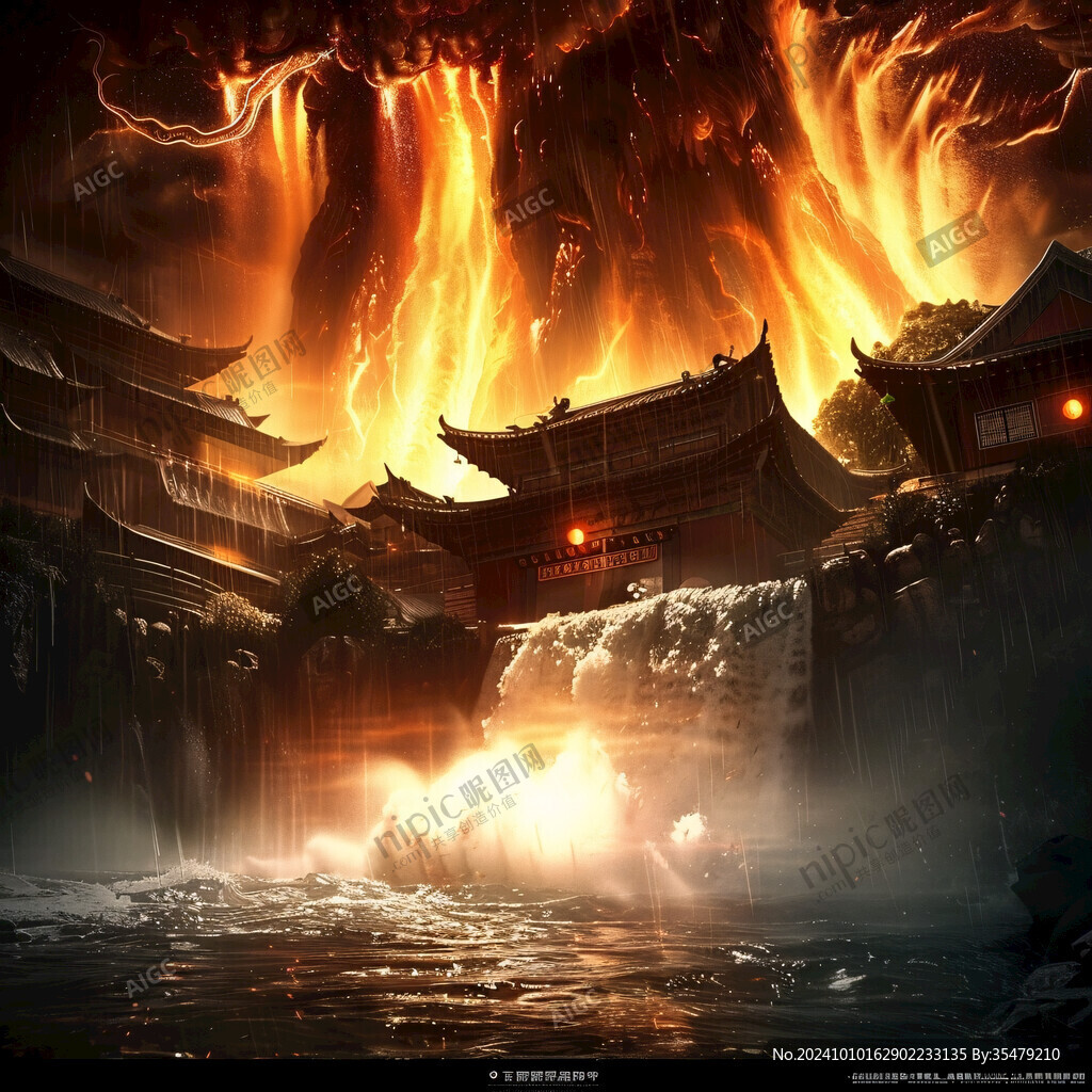 古镇玄幻夜景