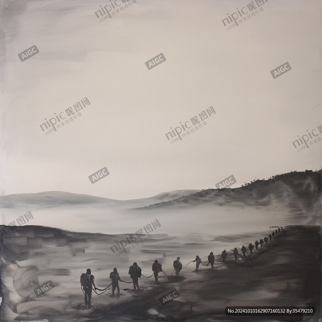 沙漠水粉画