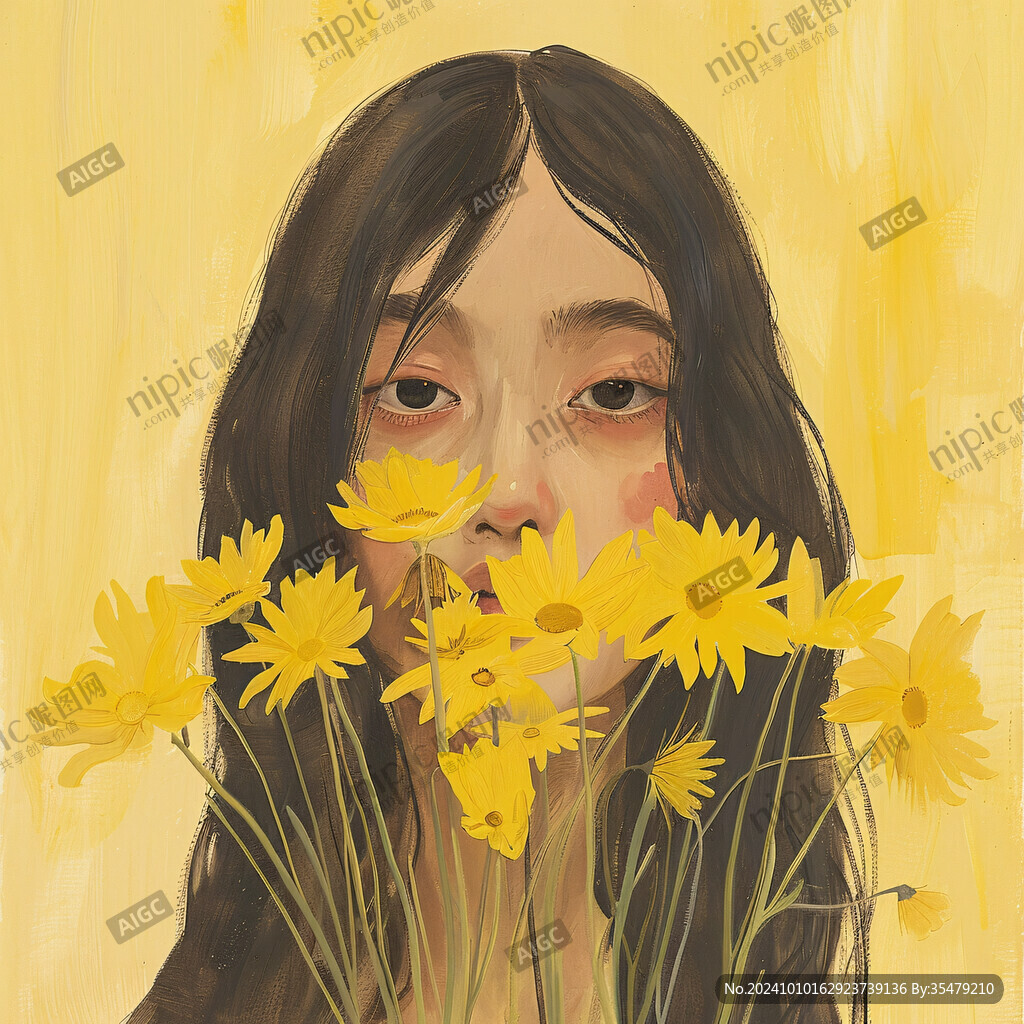 雏菊少女插画
