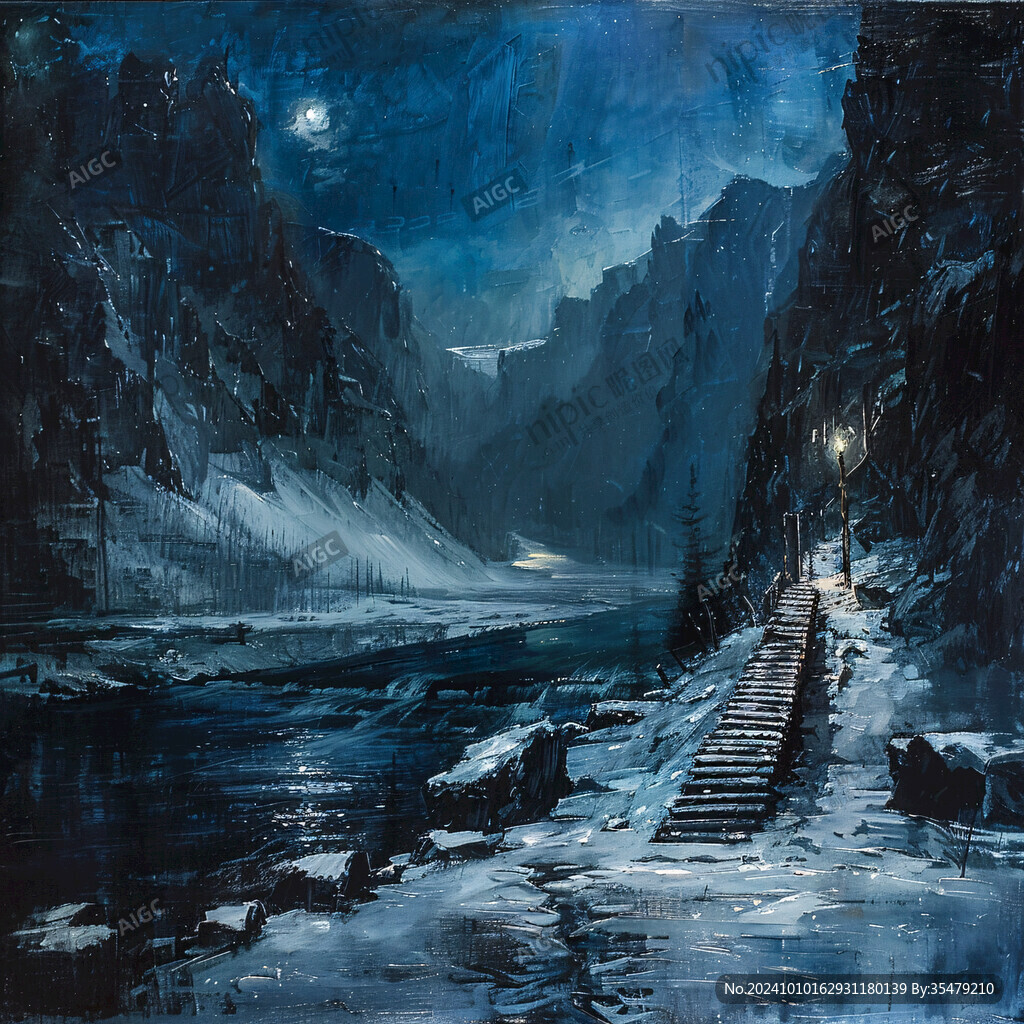 夜景油画
