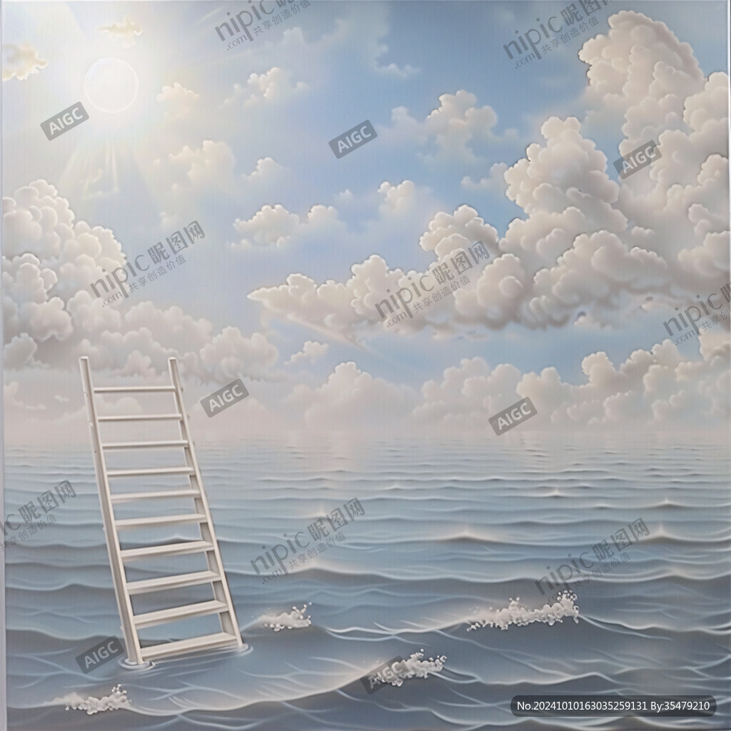 蓝天云海立体壁画