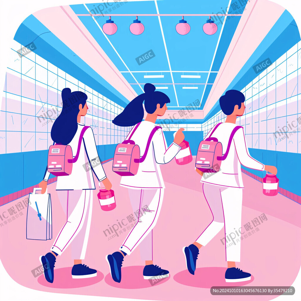上下班途中预防插画