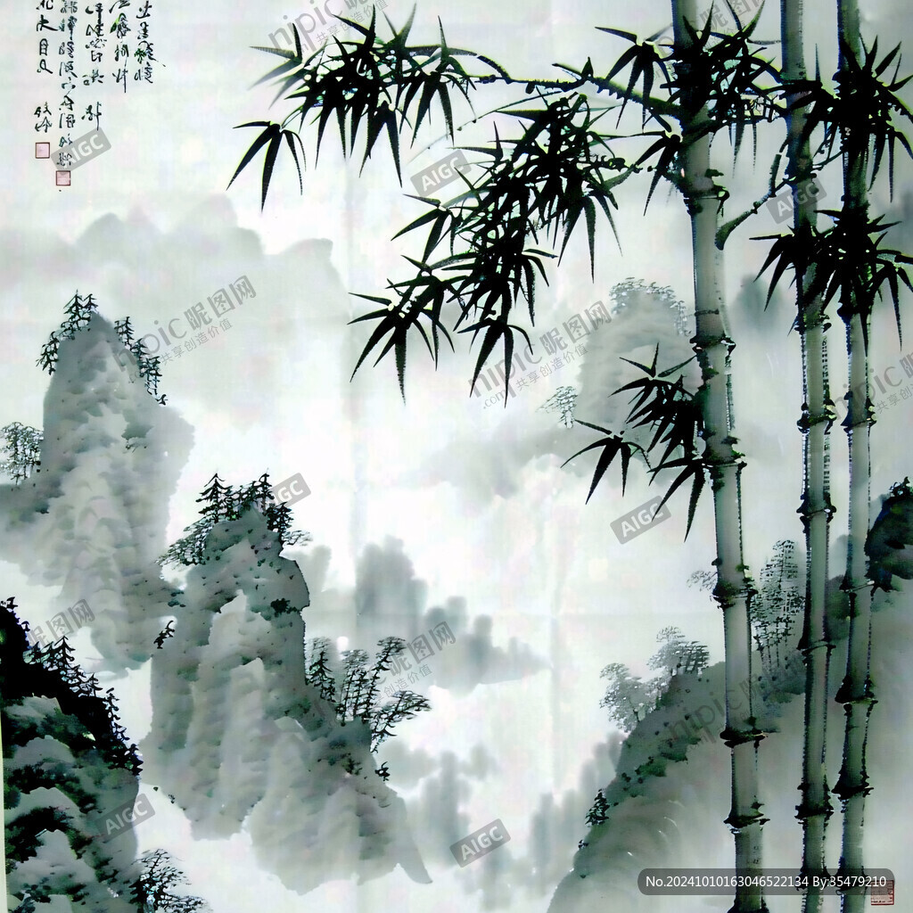 青竹风景画