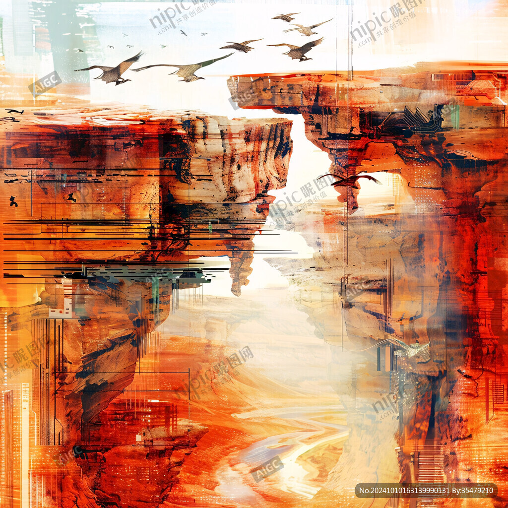 抽象风景玄关壁画