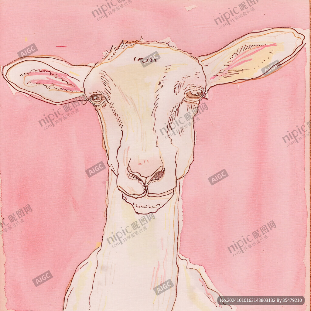 手绘梦幻羊风格装饰画