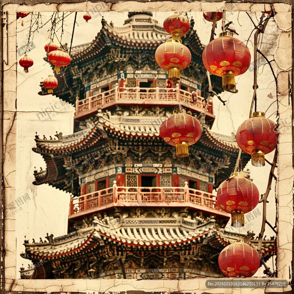 中国风古楼插画