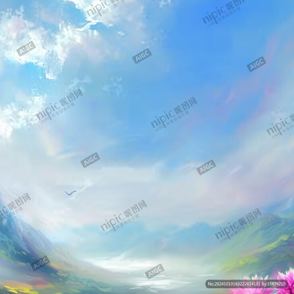 天空装饰画水彩