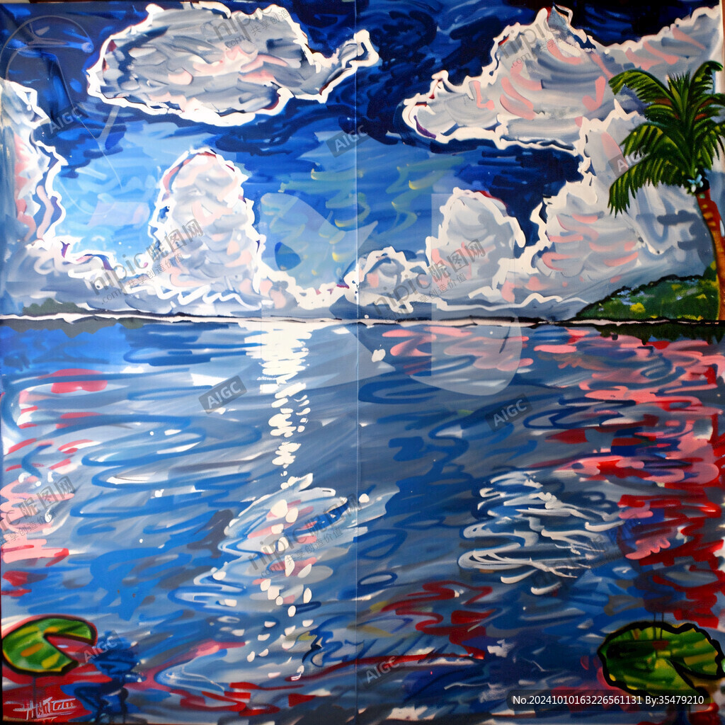 海天一色美术绘画