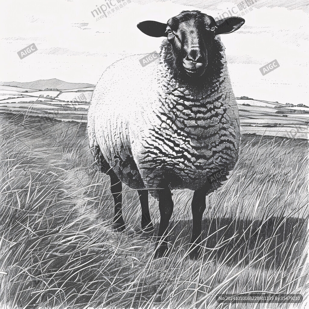 手绘草原羊