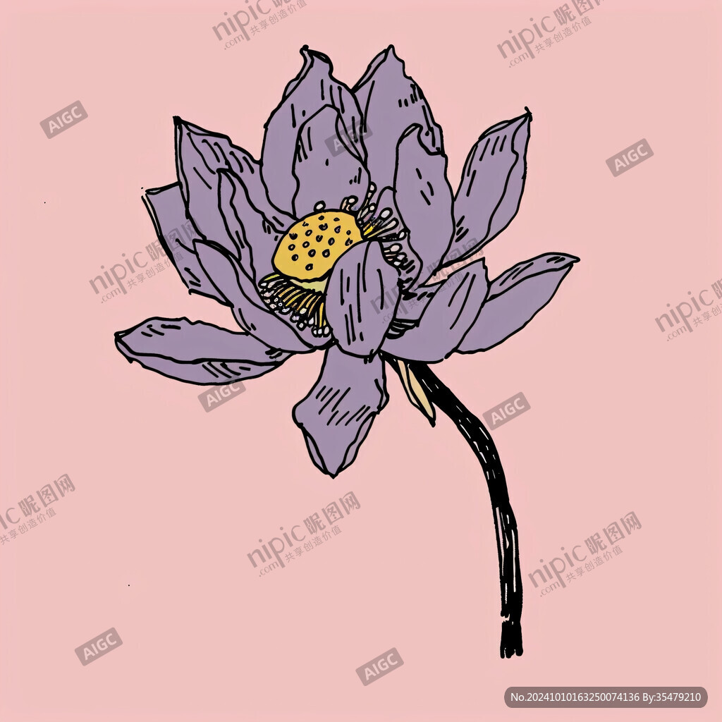 野生莲子手绘中药草