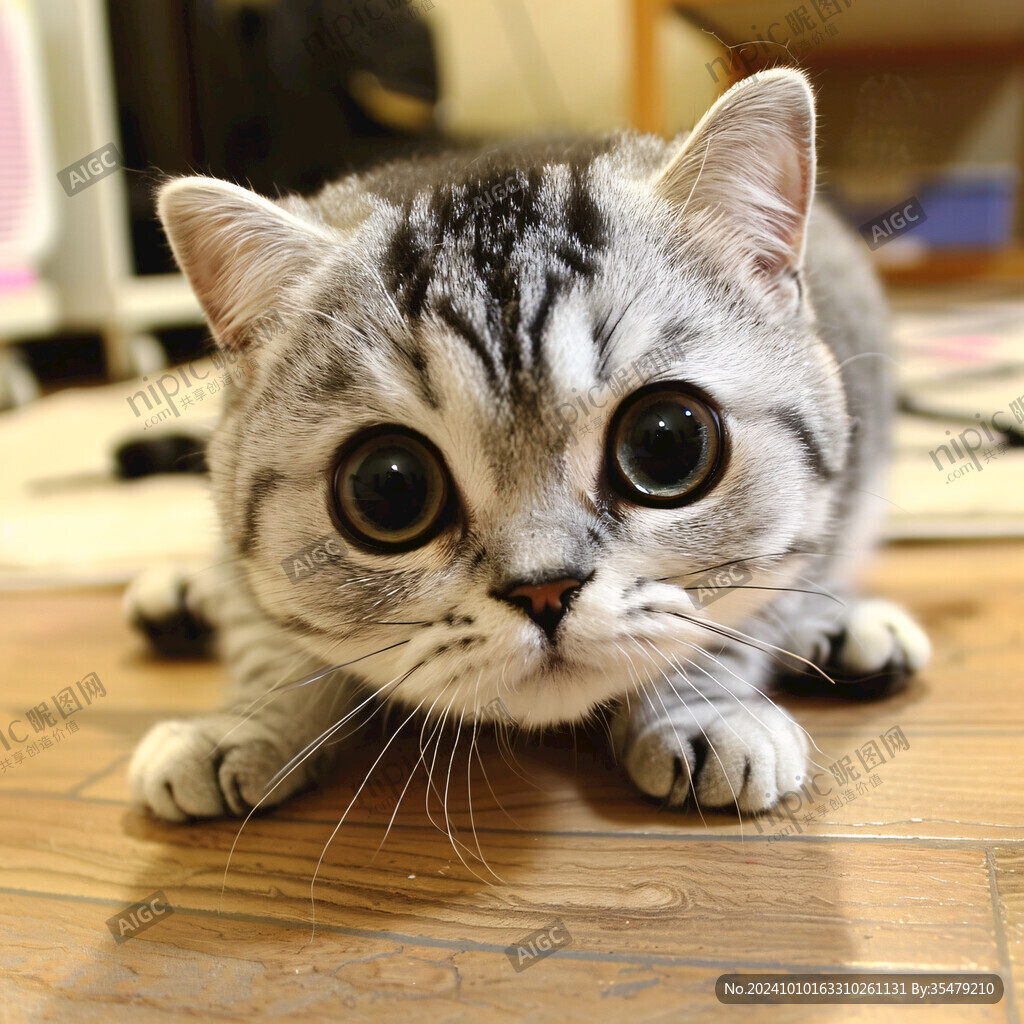 手绘大眼萌猫咪装饰画