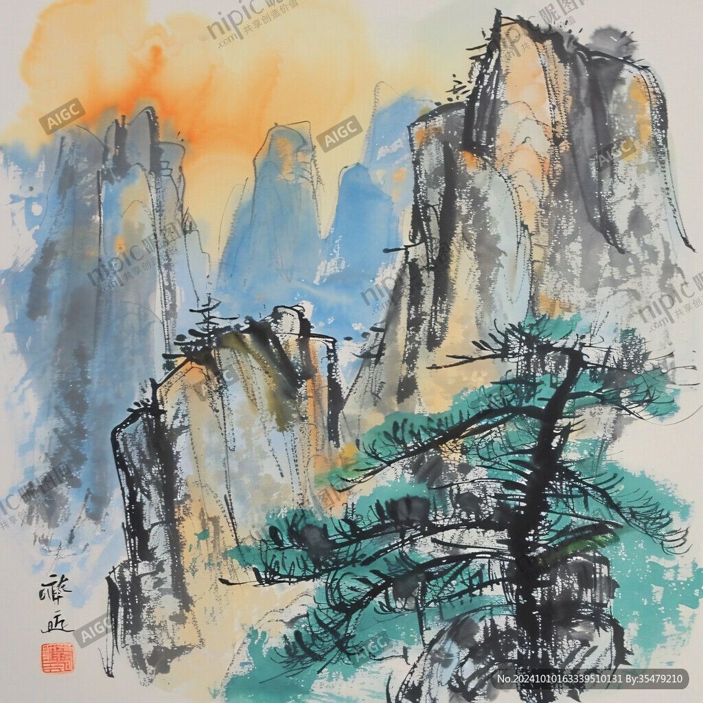 华山水墨画