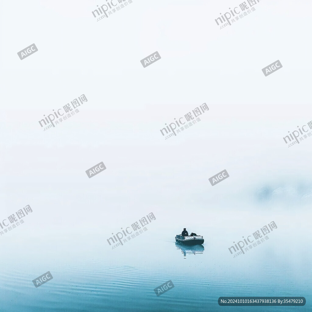 湖面上一叶小舟