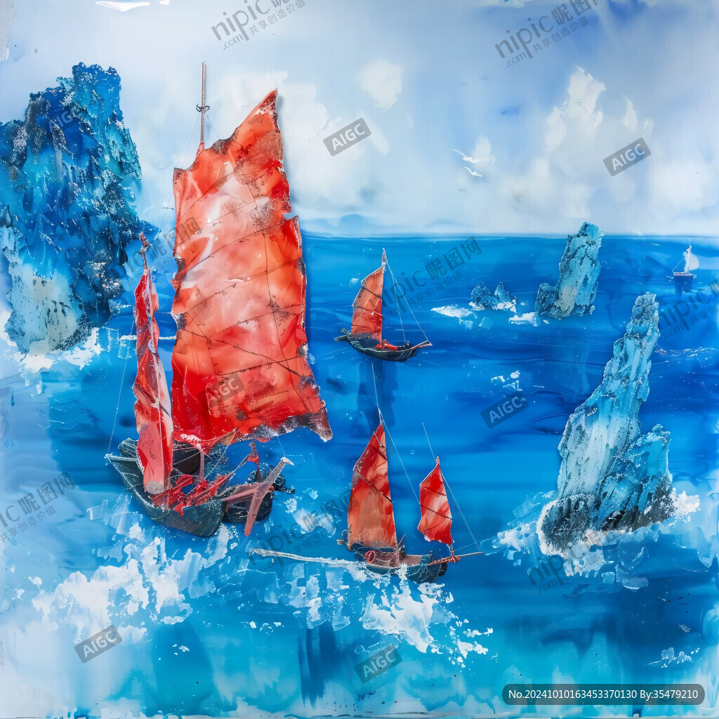 帆船水粉画
