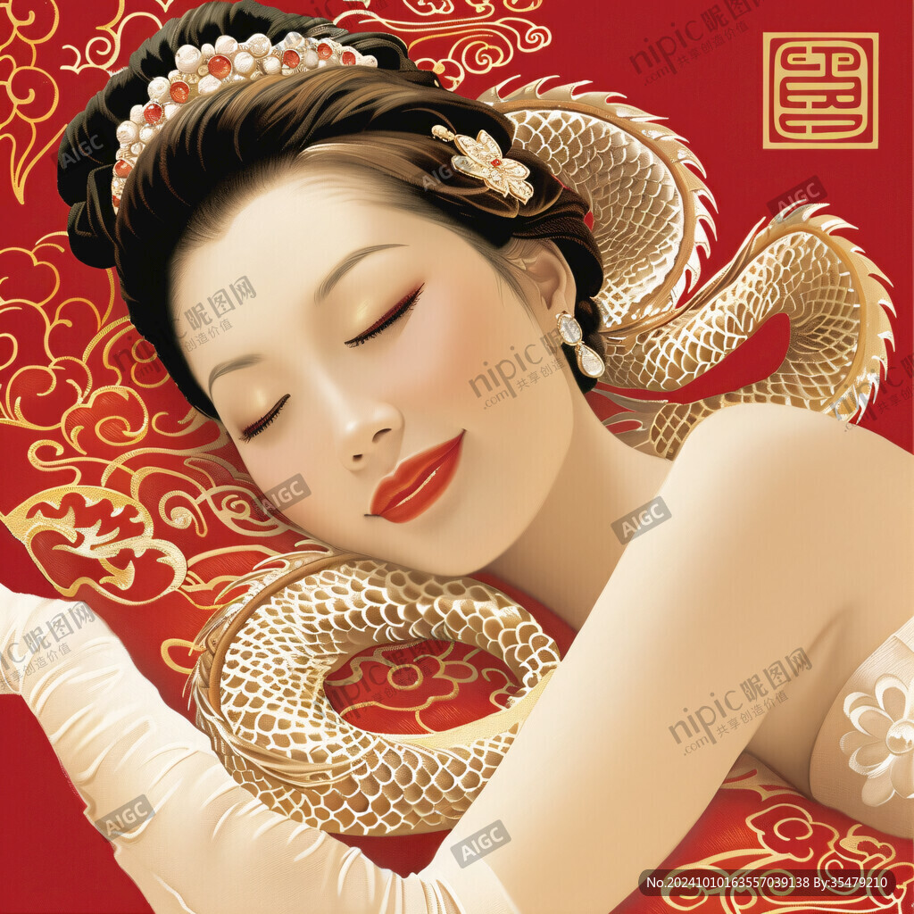 手绘美女蛇
