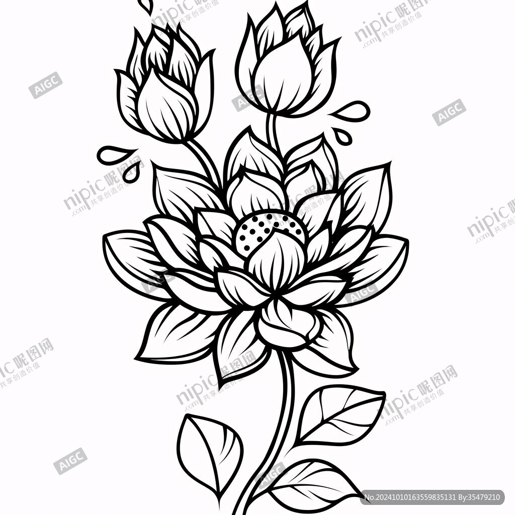 莲花线条图