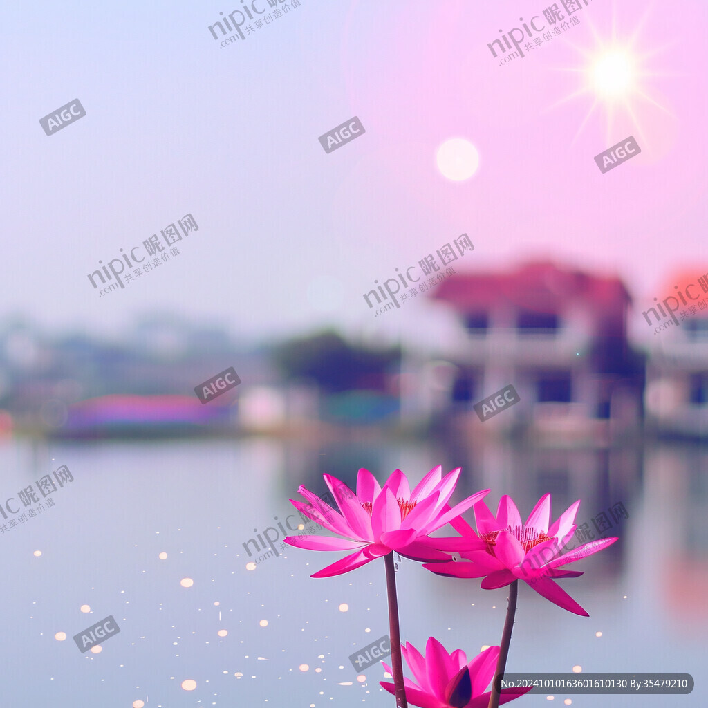 荷花背景城市