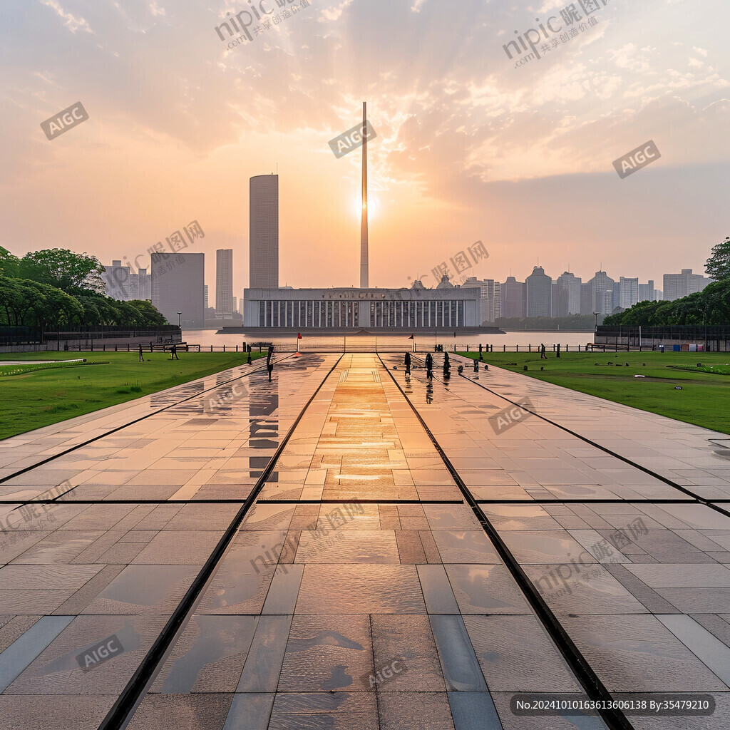 广场黄昏风景