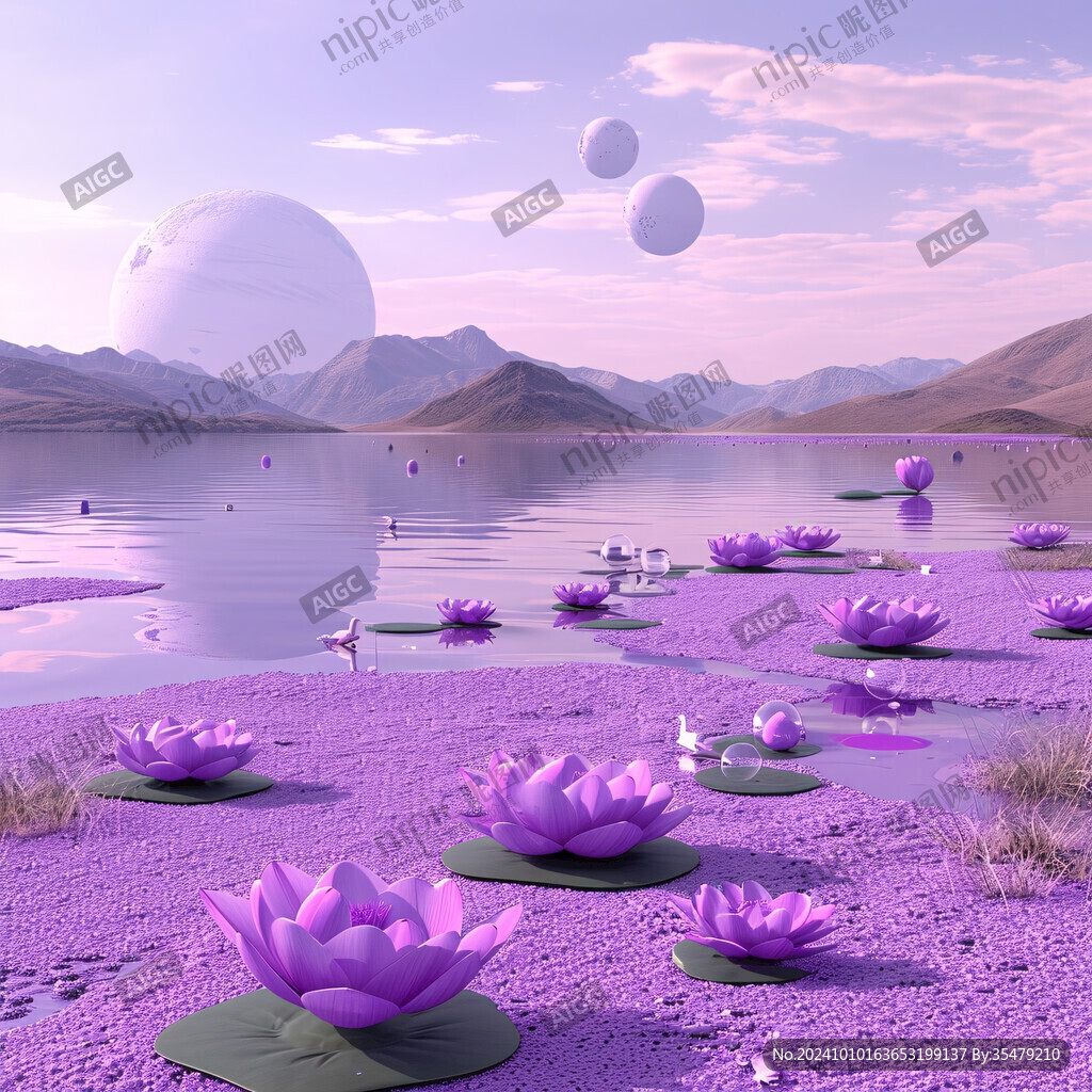 手绘紫色梦幻场景