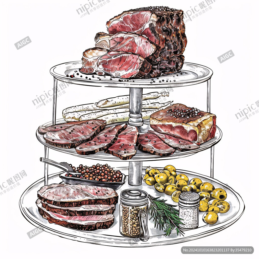 手绘一盘肉