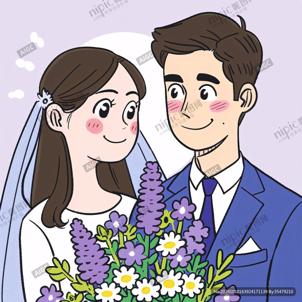 婚礼新人插画