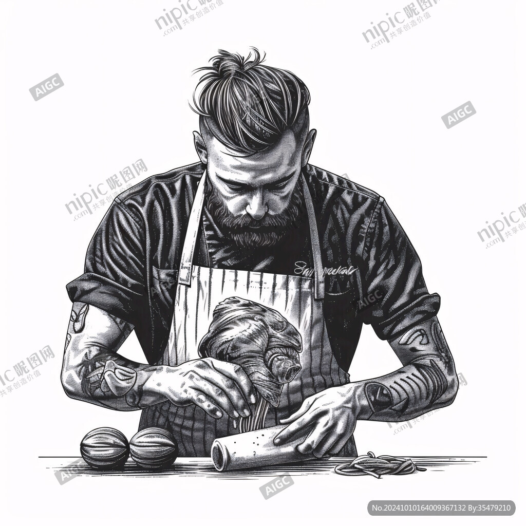 欧美卖菜人物手绘