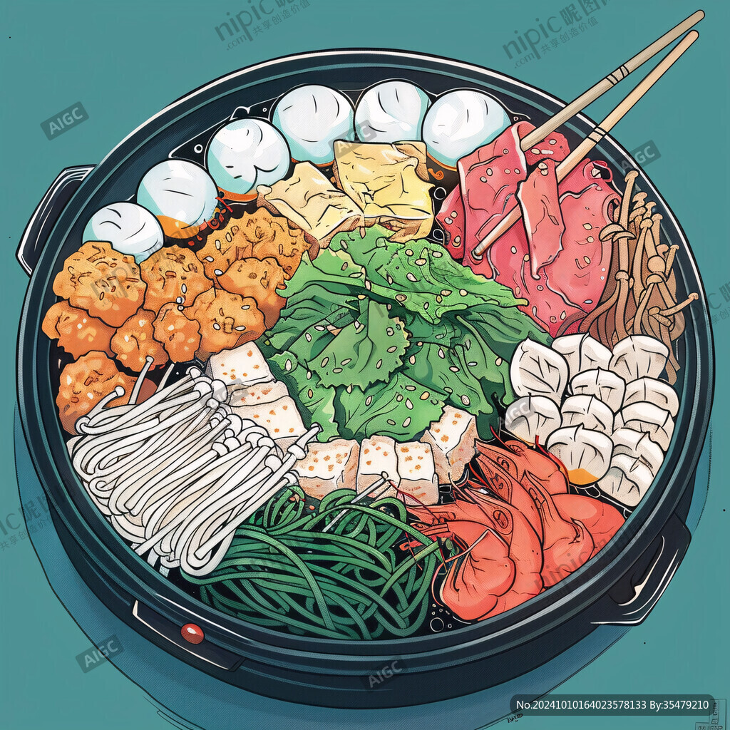 韩国火锅插画