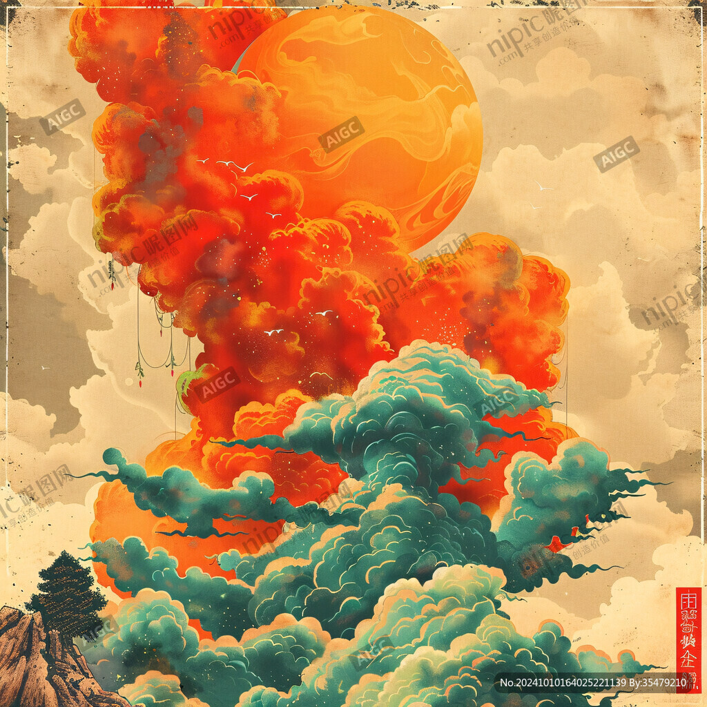 国潮仙境装饰画